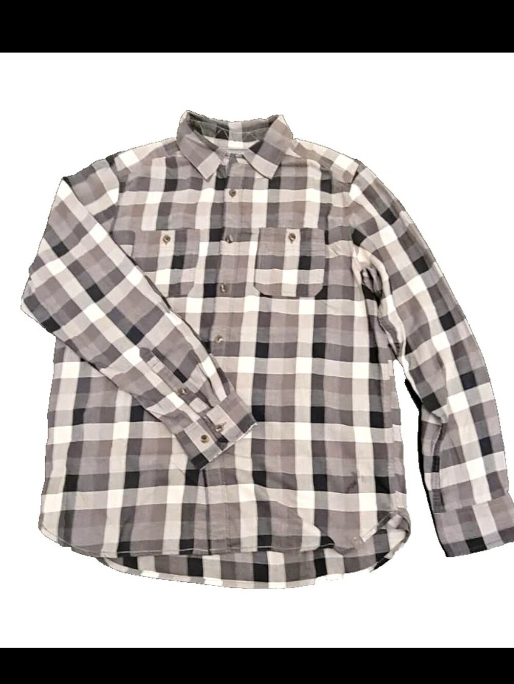 The North Face Men's Plaid Button-Up Shirt Gray White Black Long Sleeve M
